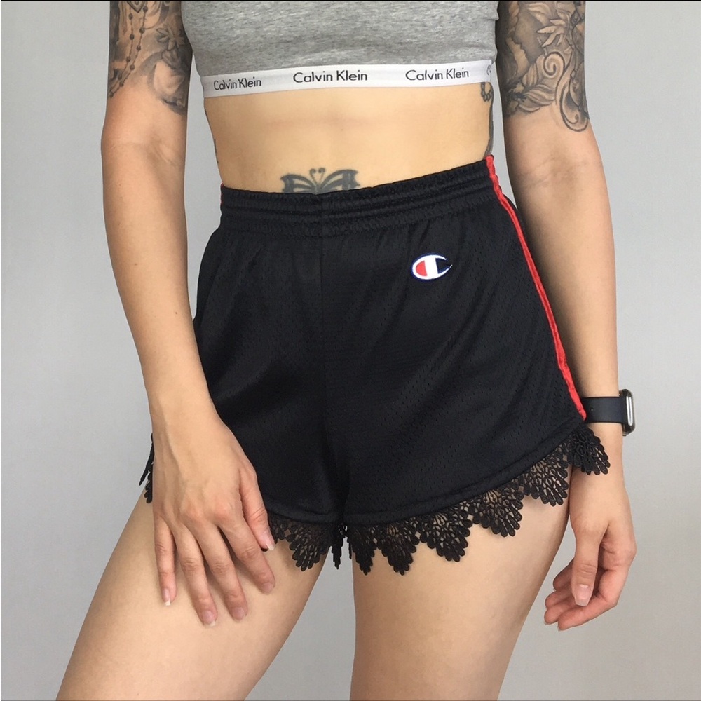 Custom Champion Black Lace Trim Women's Shorts Sm S Small